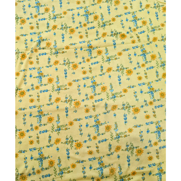 Vintage Yellow Cheery Floral Pattern One Way Stretch Cotton Knit T-Shirt Fabric - Picture 8 of 8
